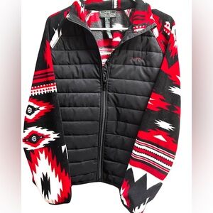 Lauren Active Ralph Lauren Black/Red Aztec Puffer Full Zip XL Fleece Jacket